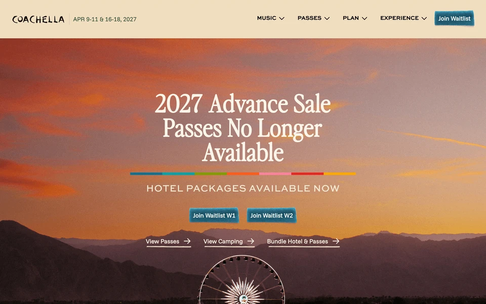 Screenshot of Coachella.com