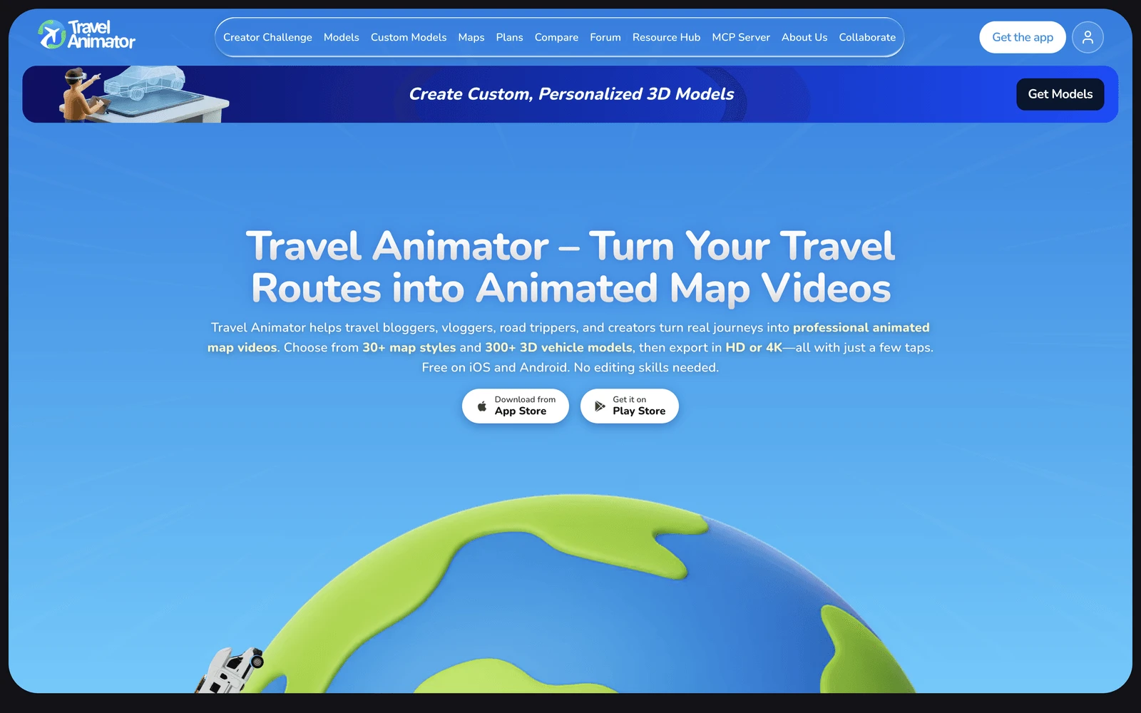 Top screenshot of TravelAnimator.com