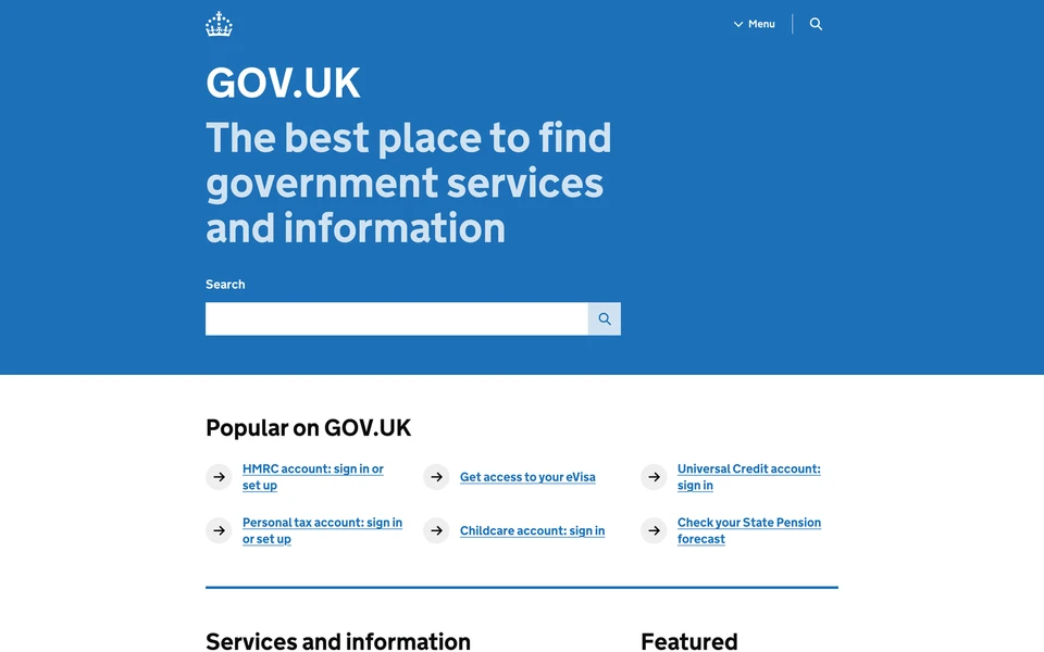 Screenshot of Gov.UK