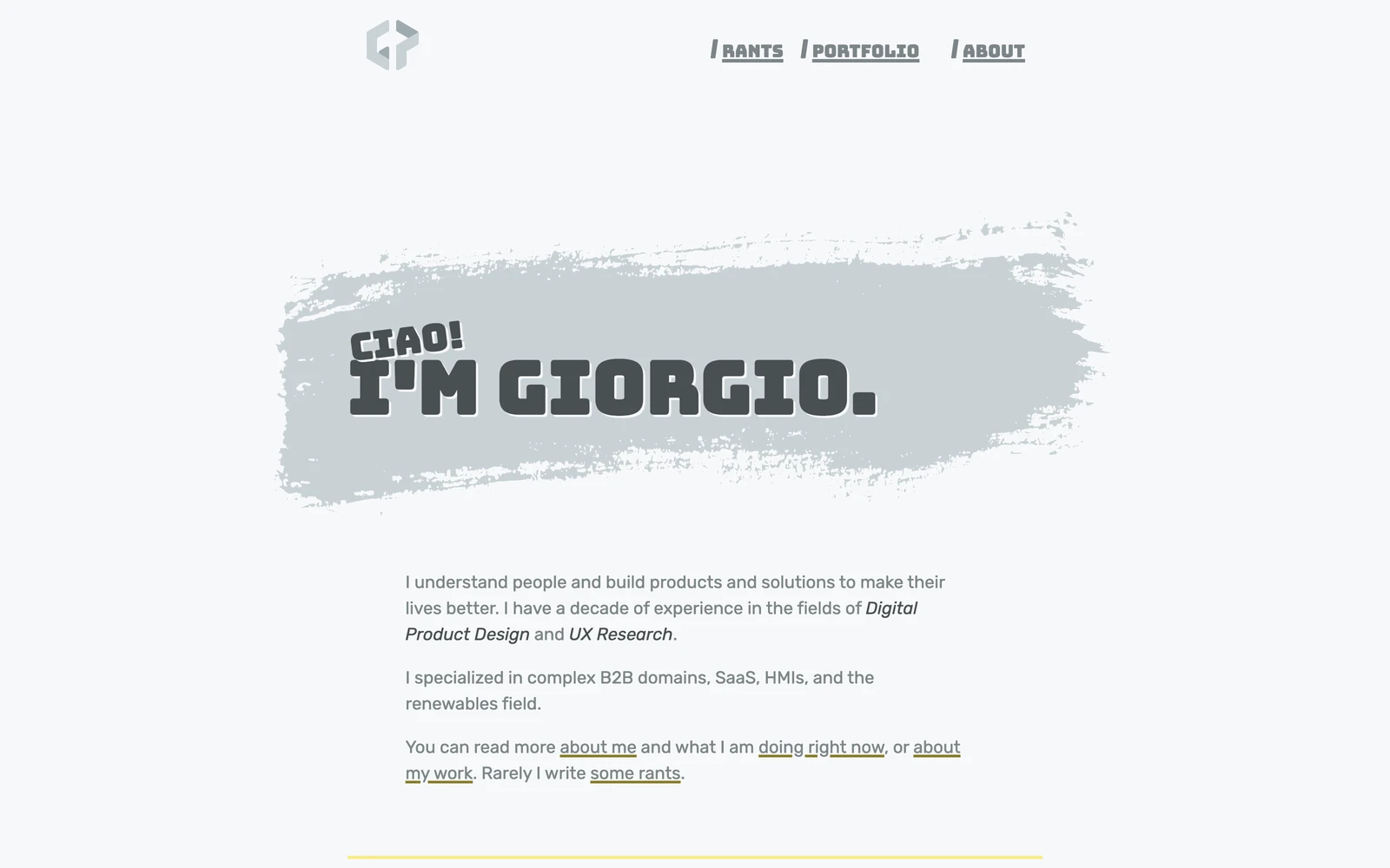 Top screenshot of GiorgioPretto.com