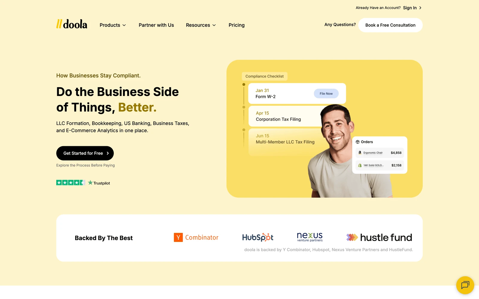 Top screenshot of Doola.com