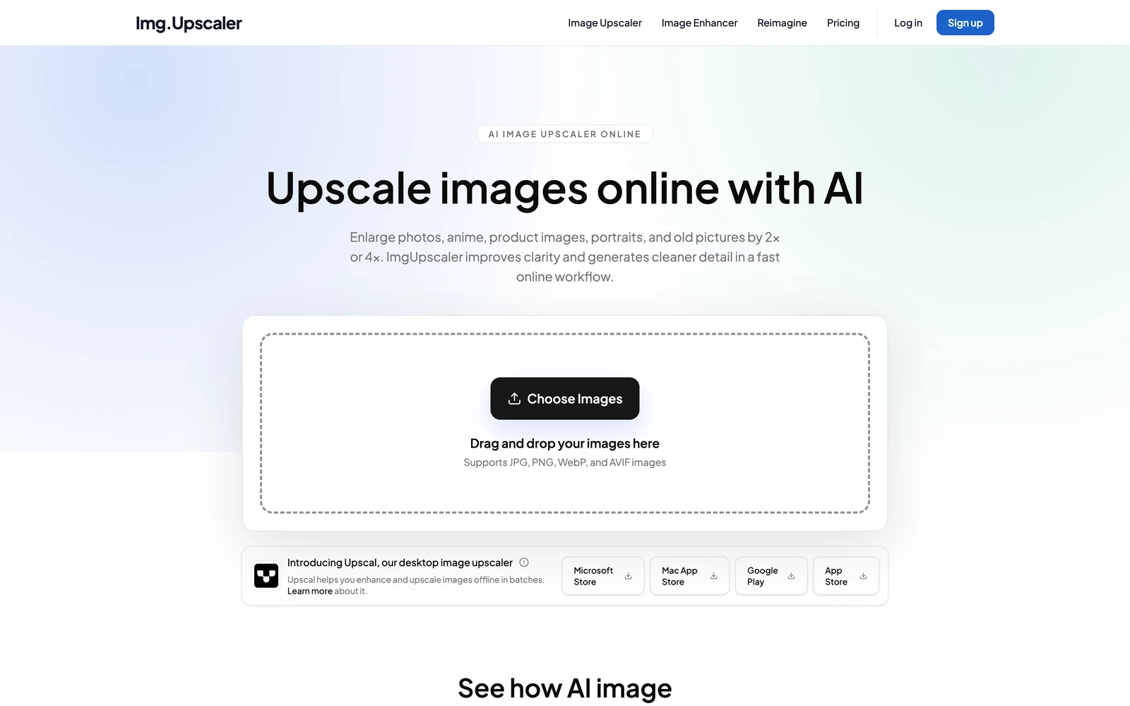 Top screenshot of ImgUpscaler.com