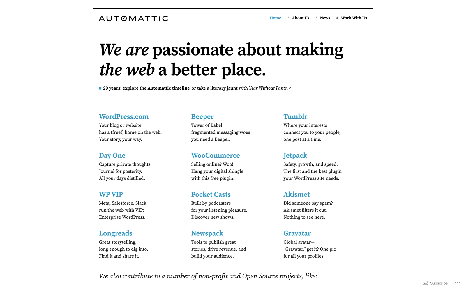 Top screenshot of Automattic.com