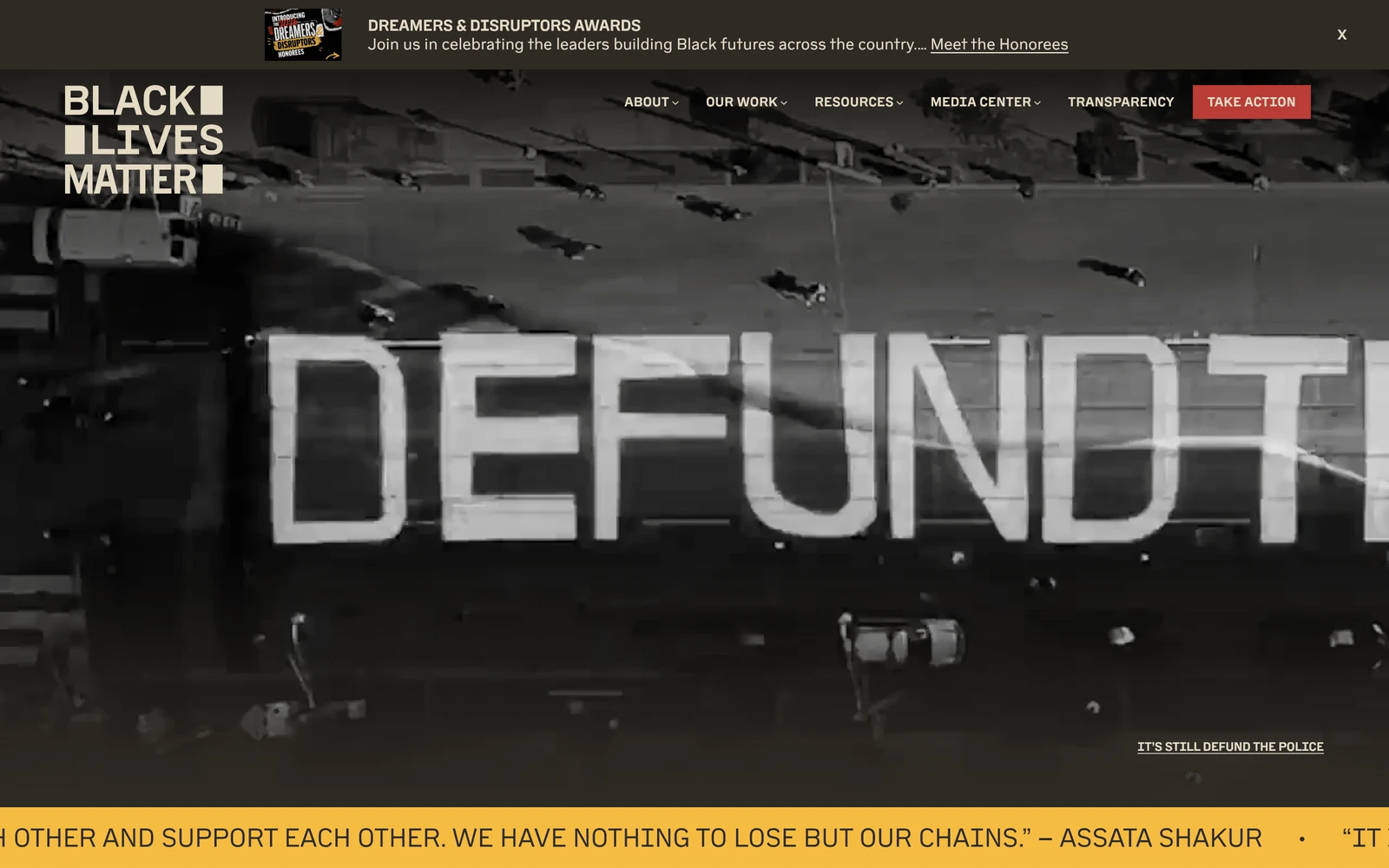 Top screenshot of BlackLivesMatter.com
