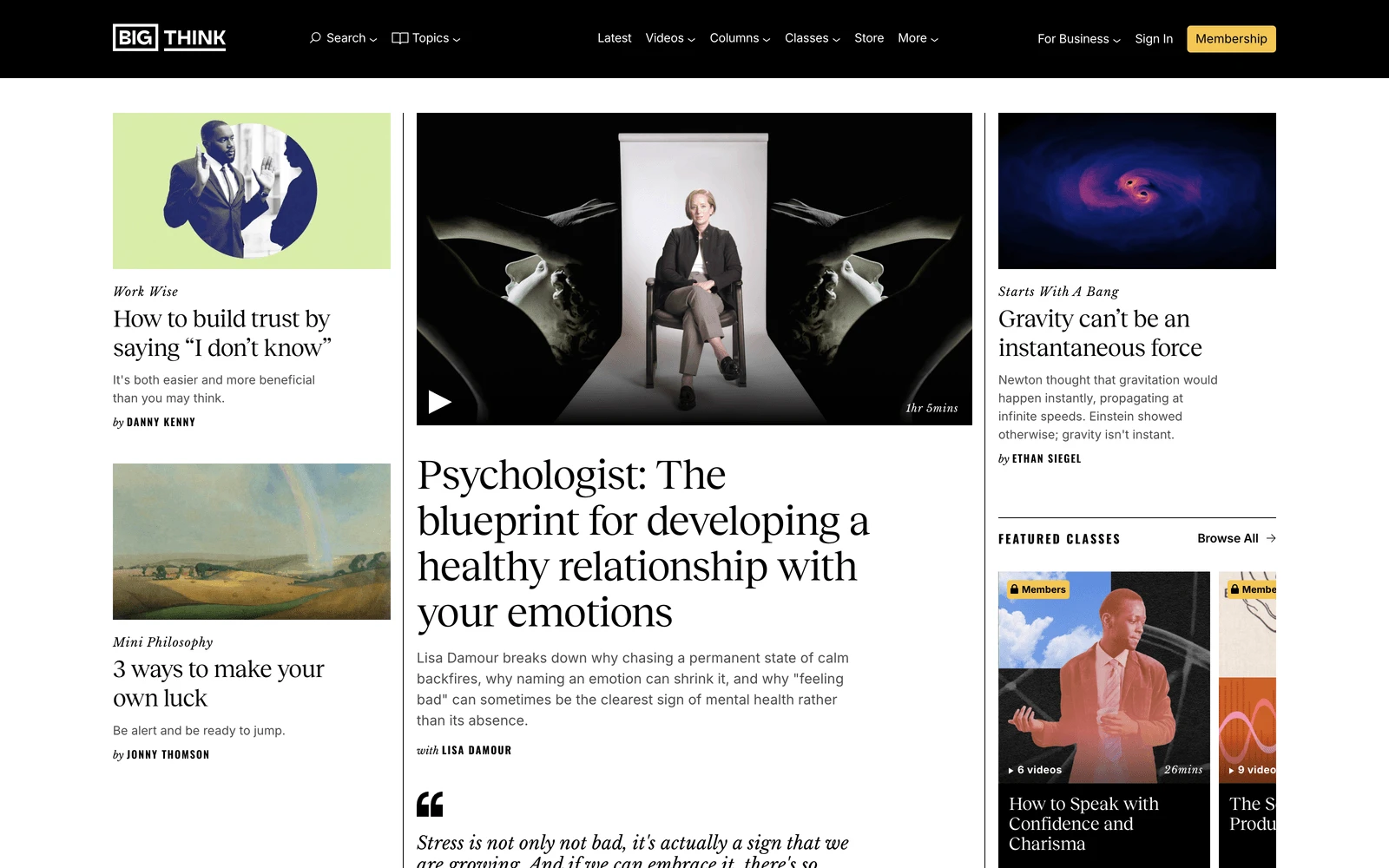 Top screenshot of BigThink.com