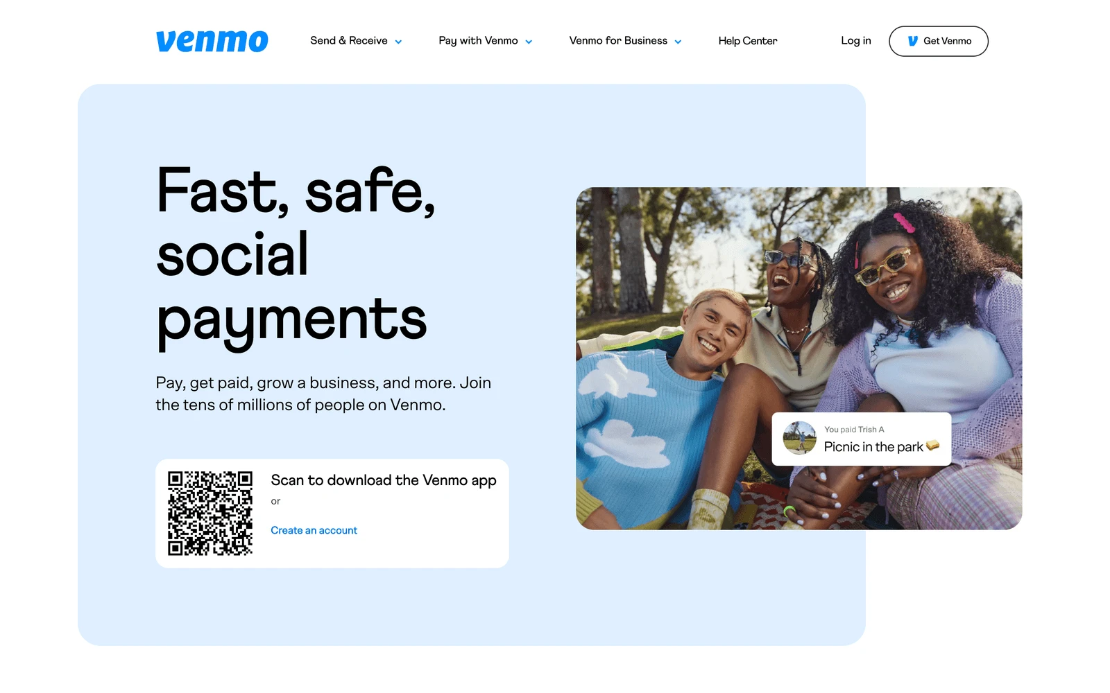 Top screenshot of Venmo.com
