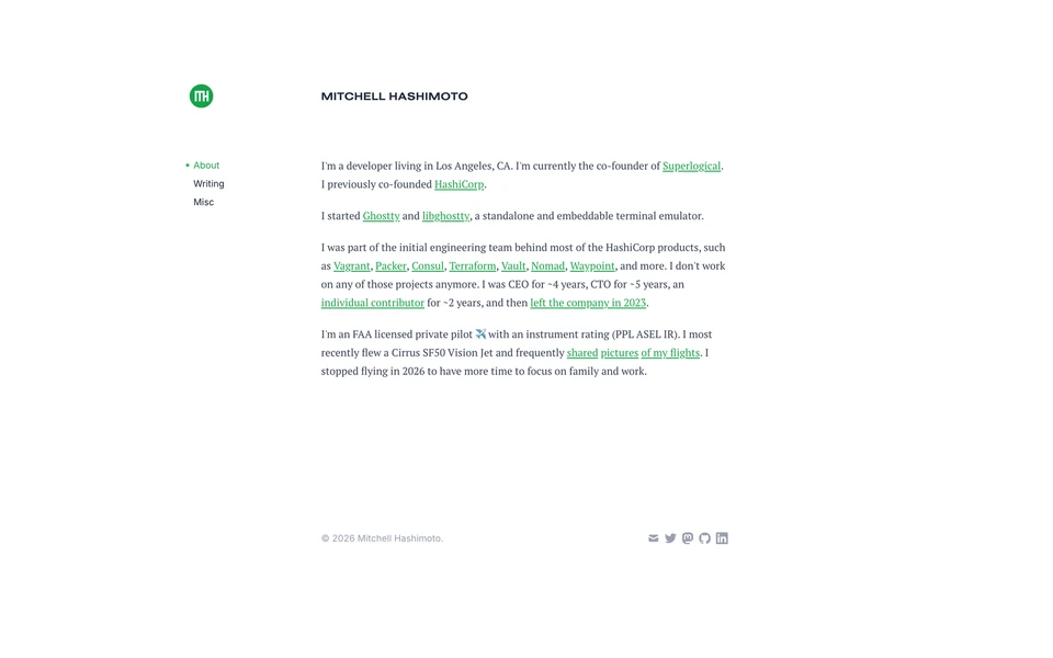 Screenshot of MitchellH.com