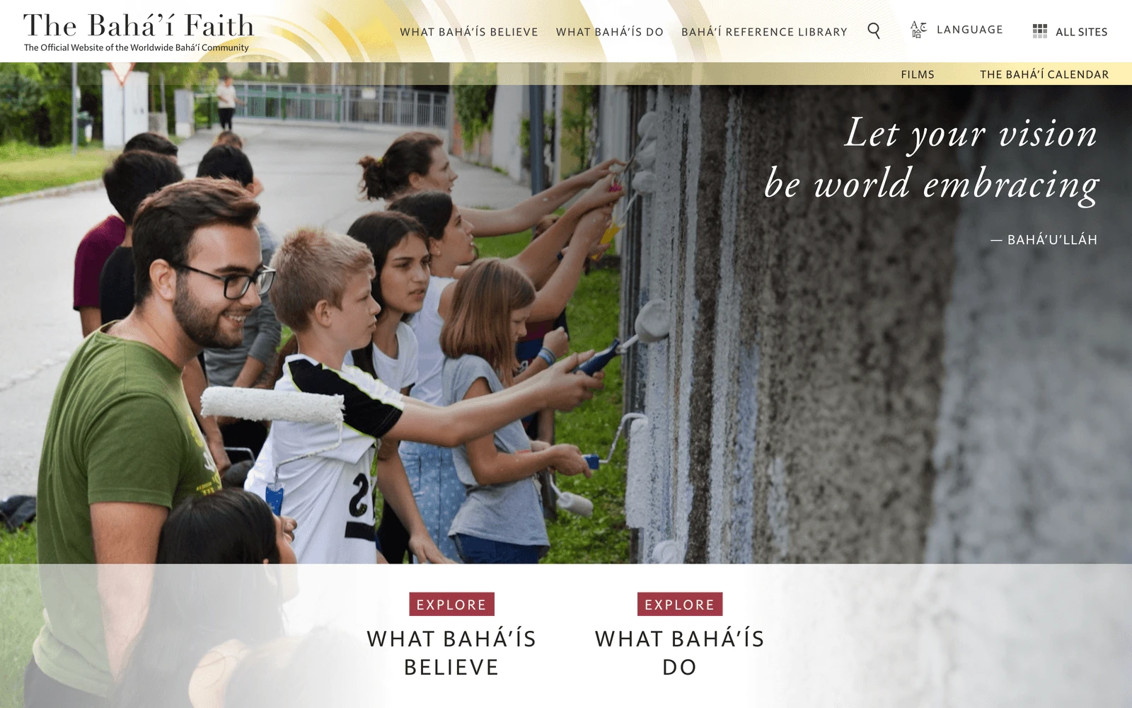 Top screenshot of Bahai.org