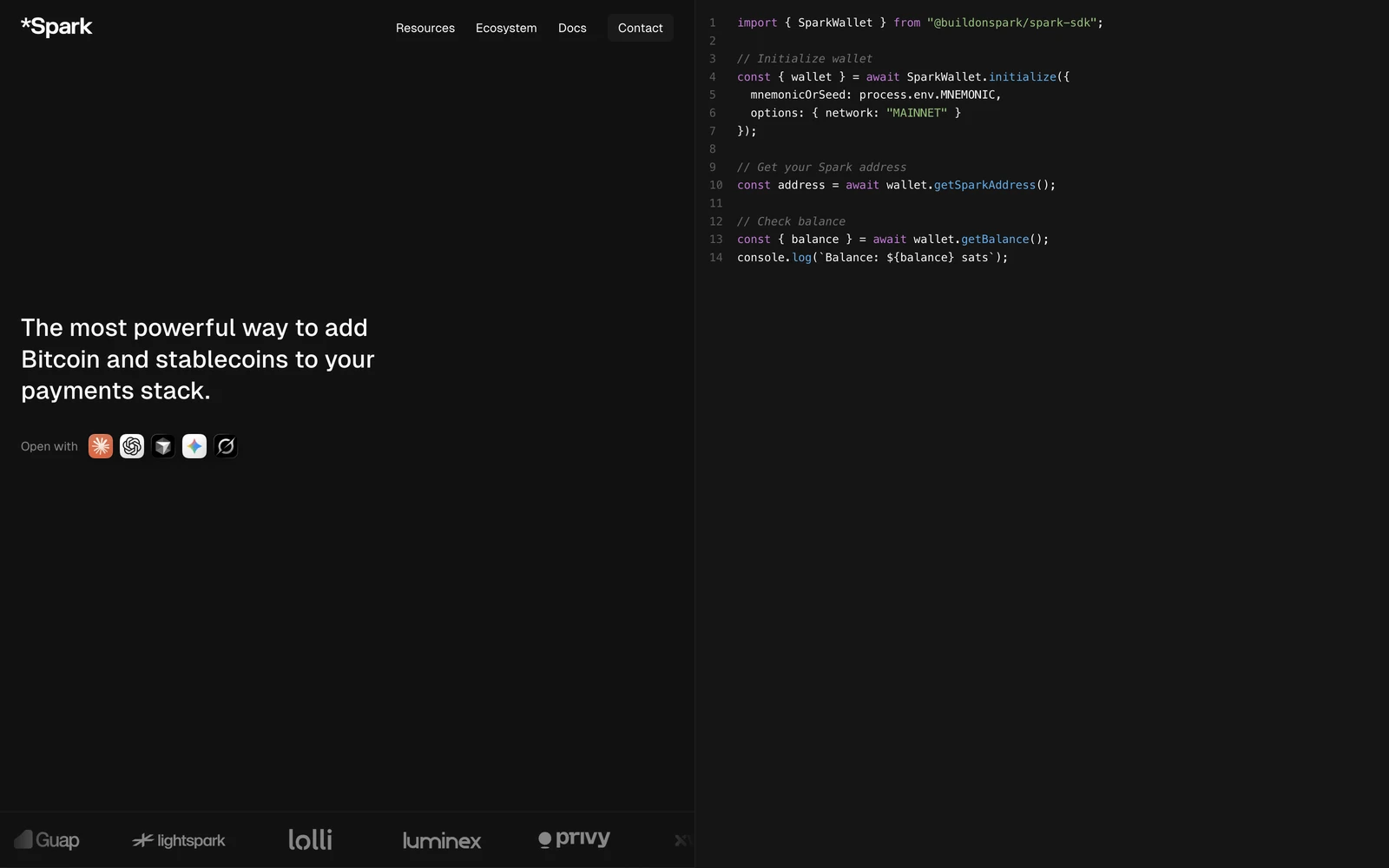 Top screenshot of Spark.money