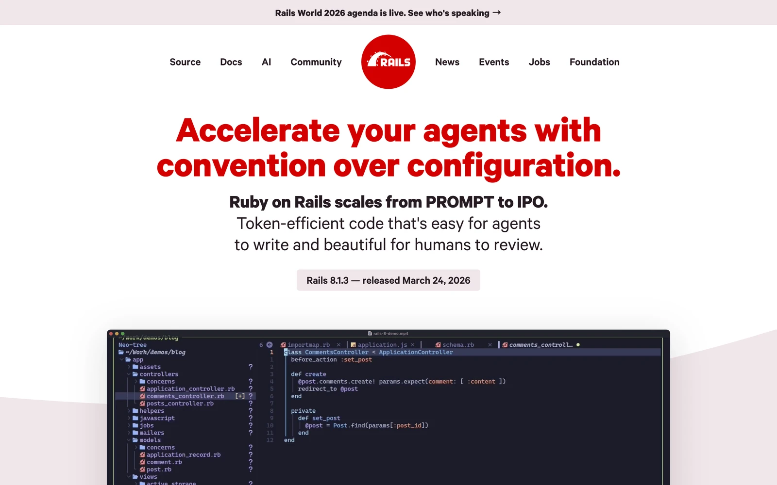 Top screenshot of RubyOnRails.org