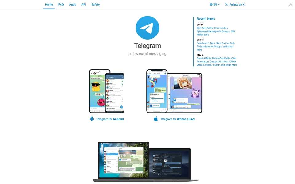 Screenshot of Telegram.org