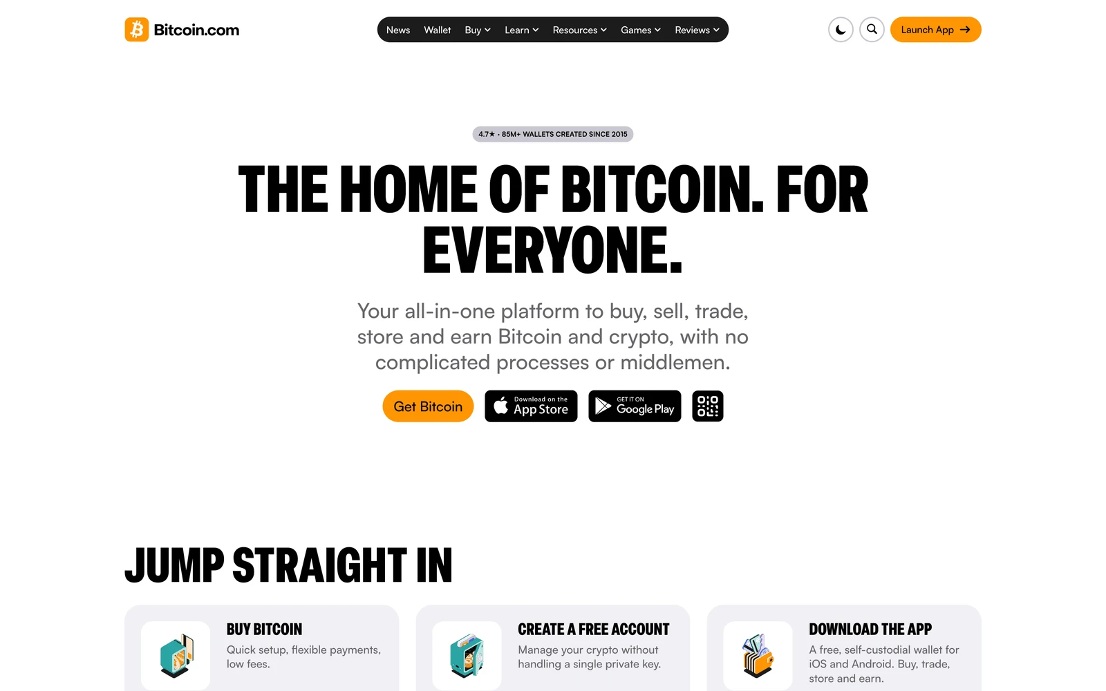 Top screenshot of Bitcoin.com