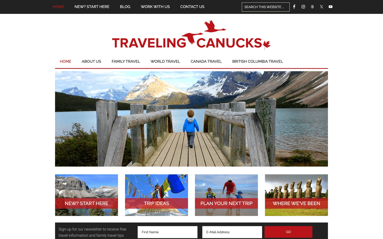 Top screenshot of TravelingCanucks.com