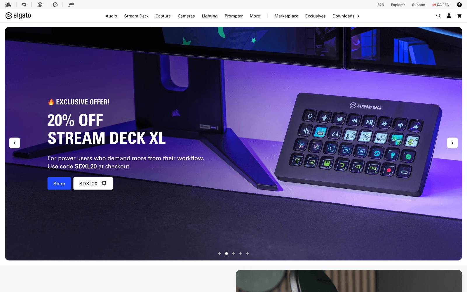 Top screenshot of Elgato.com