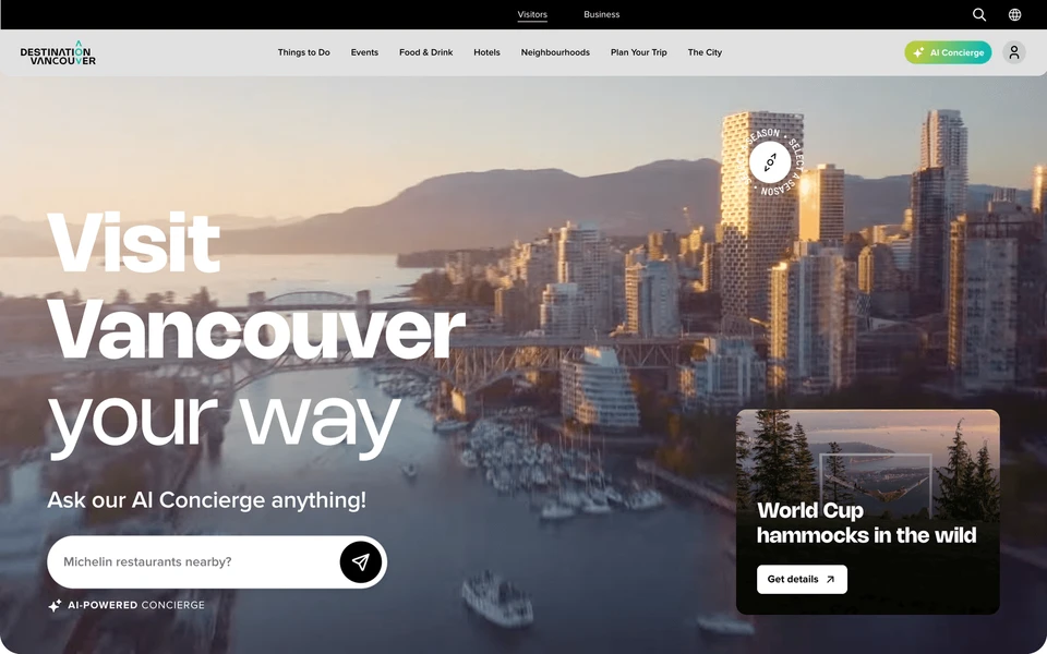 Screenshot of DestinationVancouver.com
