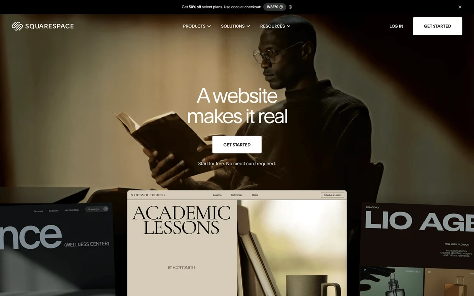 Screenshot of SquareSpace.com