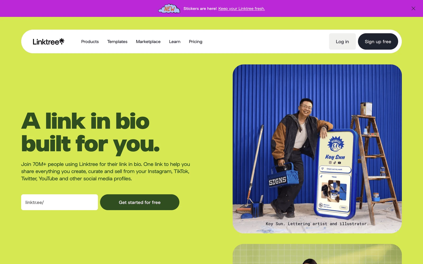 Top screenshot of Linktr.ee