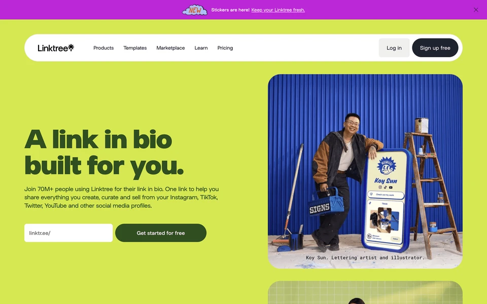 Screenshot of Linktr.ee