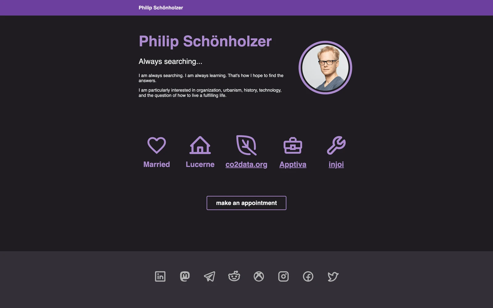 Top screenshot of PhilipSchoenholzer.com
