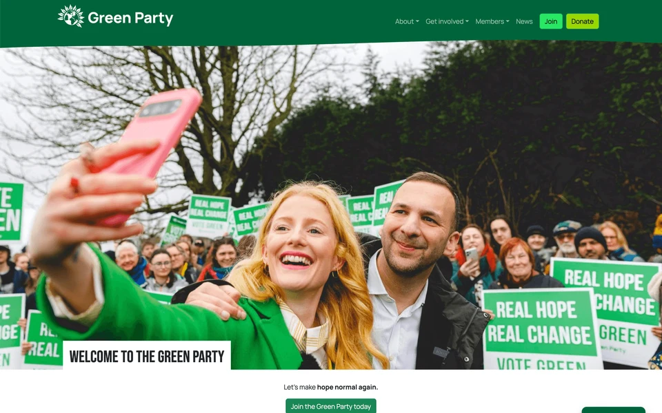 Screenshot of GreenParty.org.uk