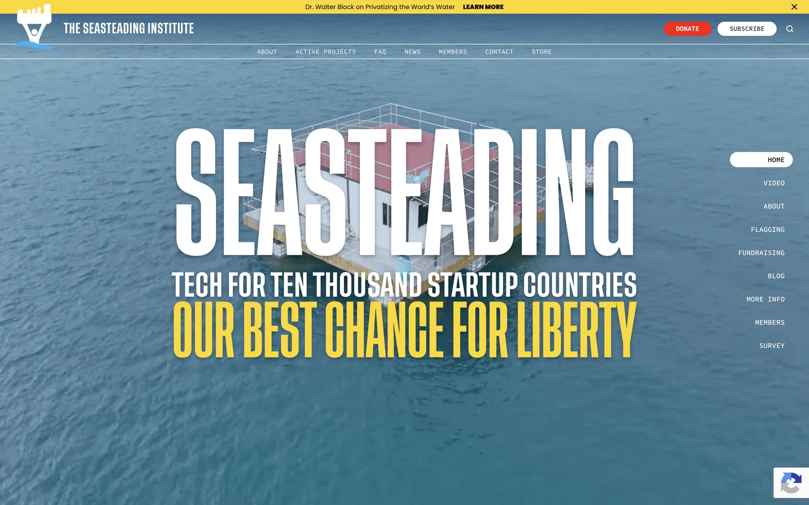 Top screenshot of Seasteading.org