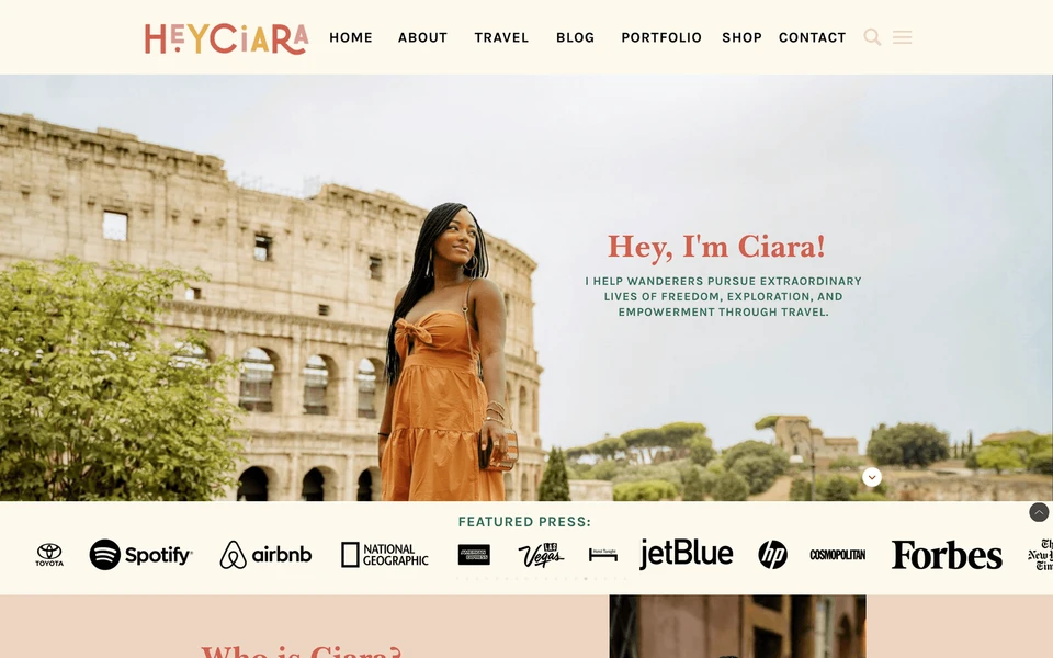 Screenshot of HeyCiara.com