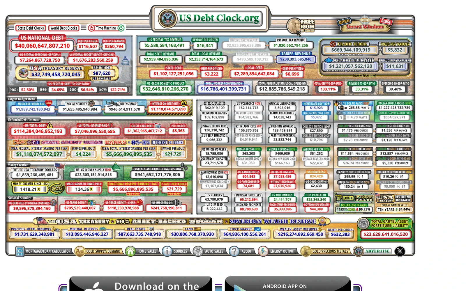 Top screenshot of USDebtClock.org