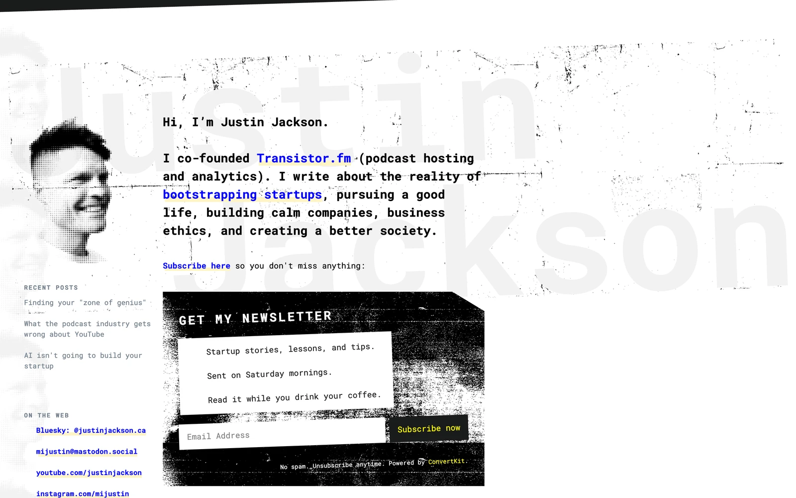 Top screenshot of JustinJackson.ca