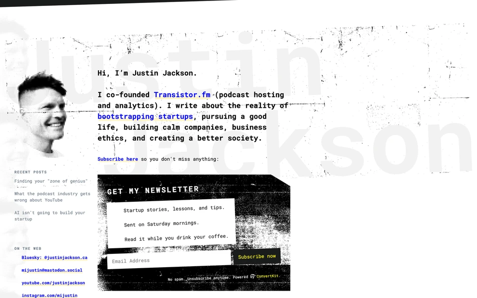 Screenshot of JustinJackson.ca