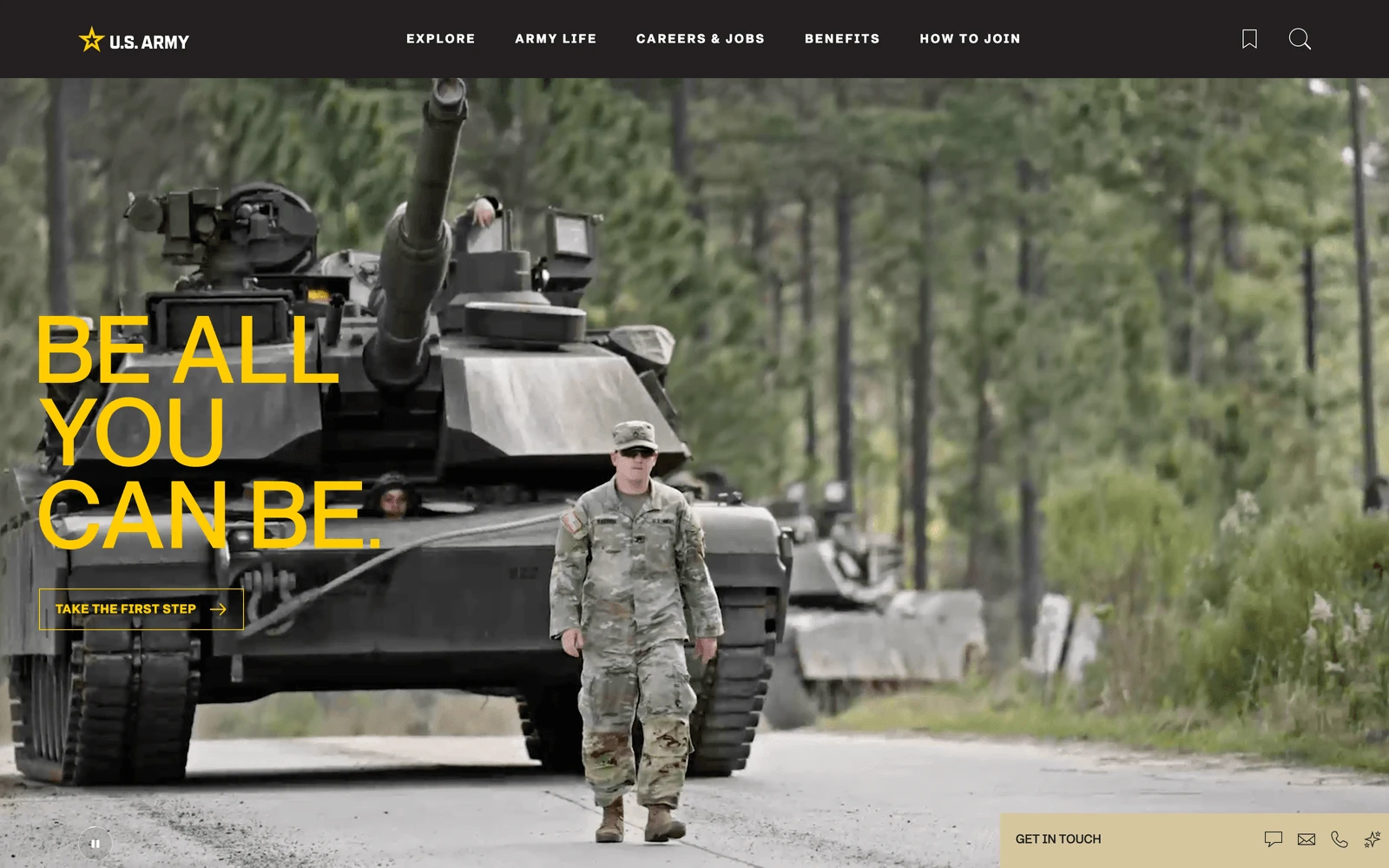 Top screenshot of GoArmy.com