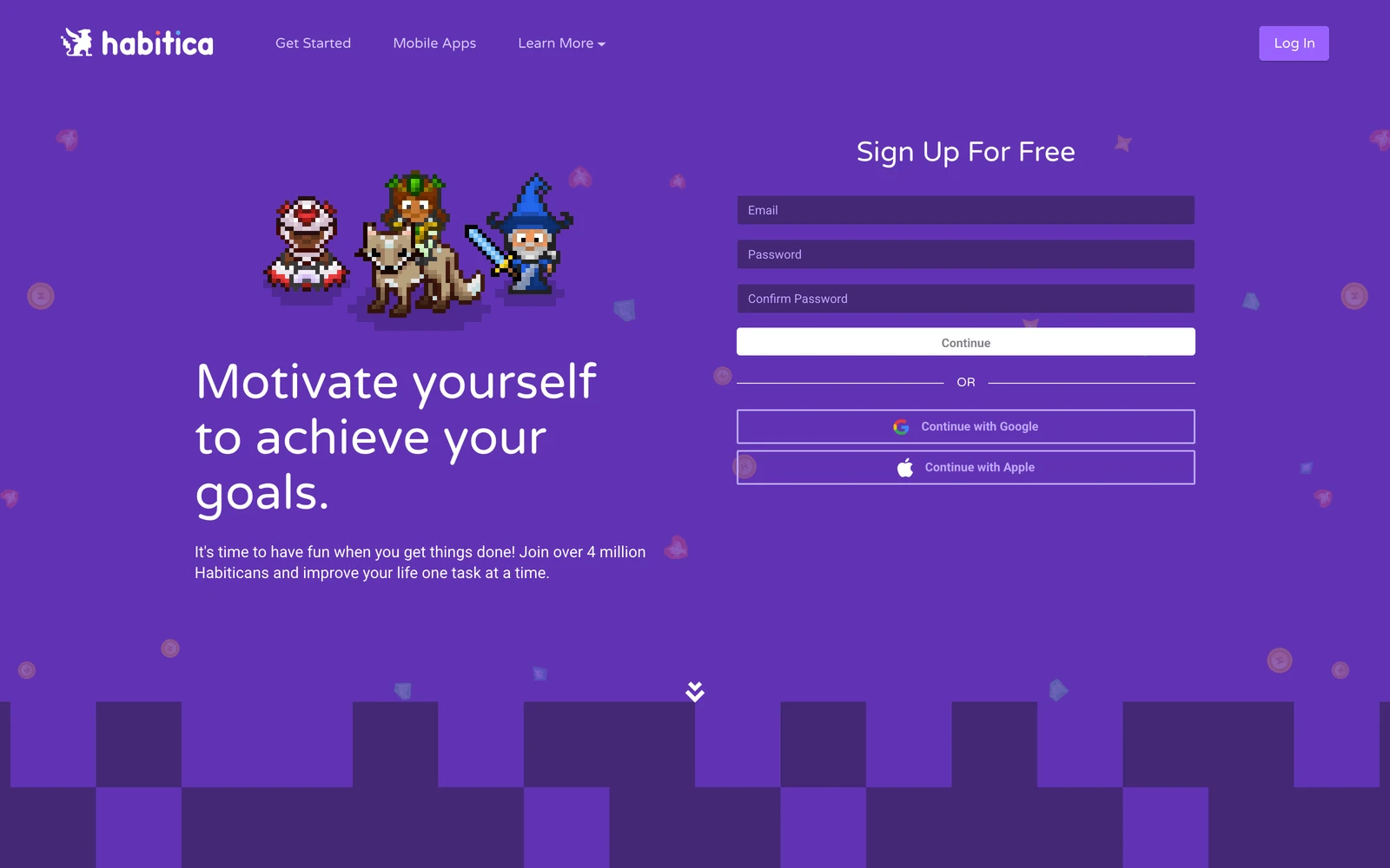 Top screenshot of Habitica.com
