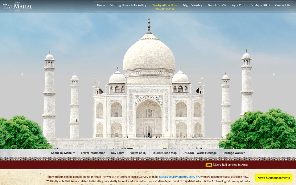 Screenshot of TajMahal.gov.in