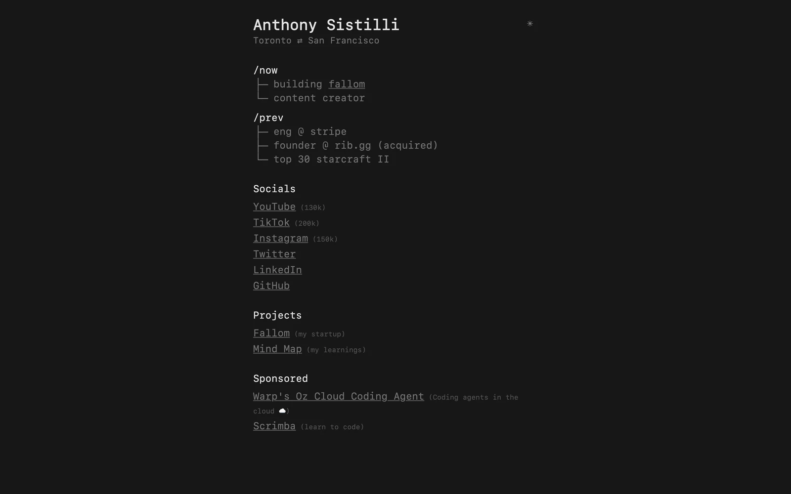 Top screenshot of Sistilli.dev