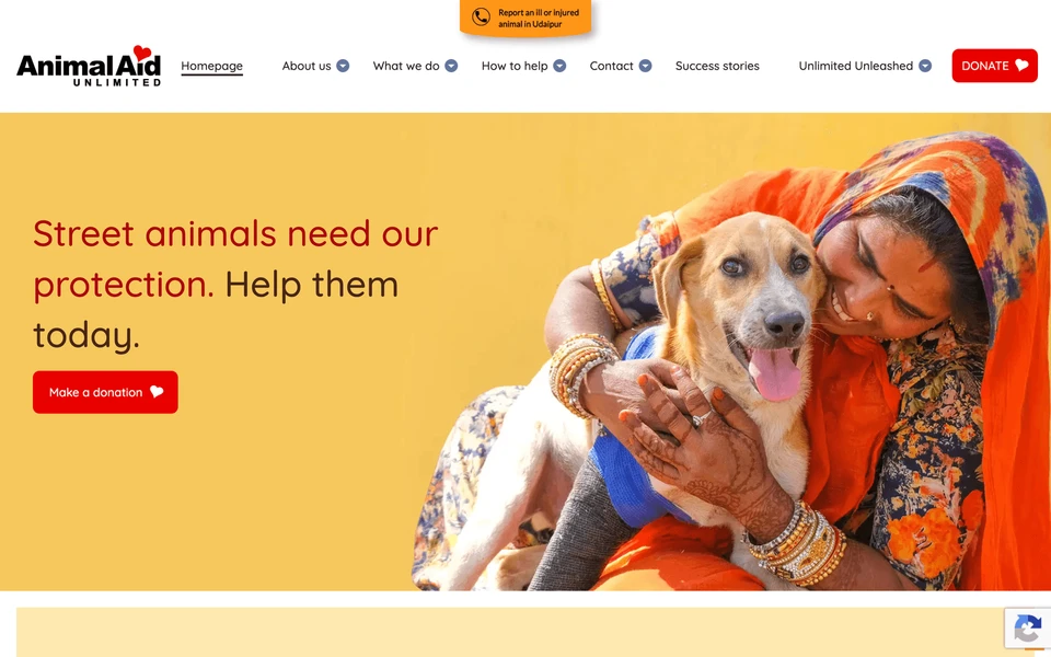 Screenshot of AnimalAidUnlimited.org