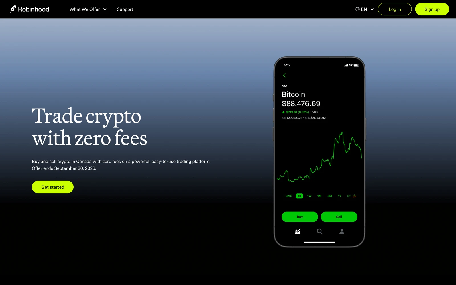 Top screenshot of Robinhood.com