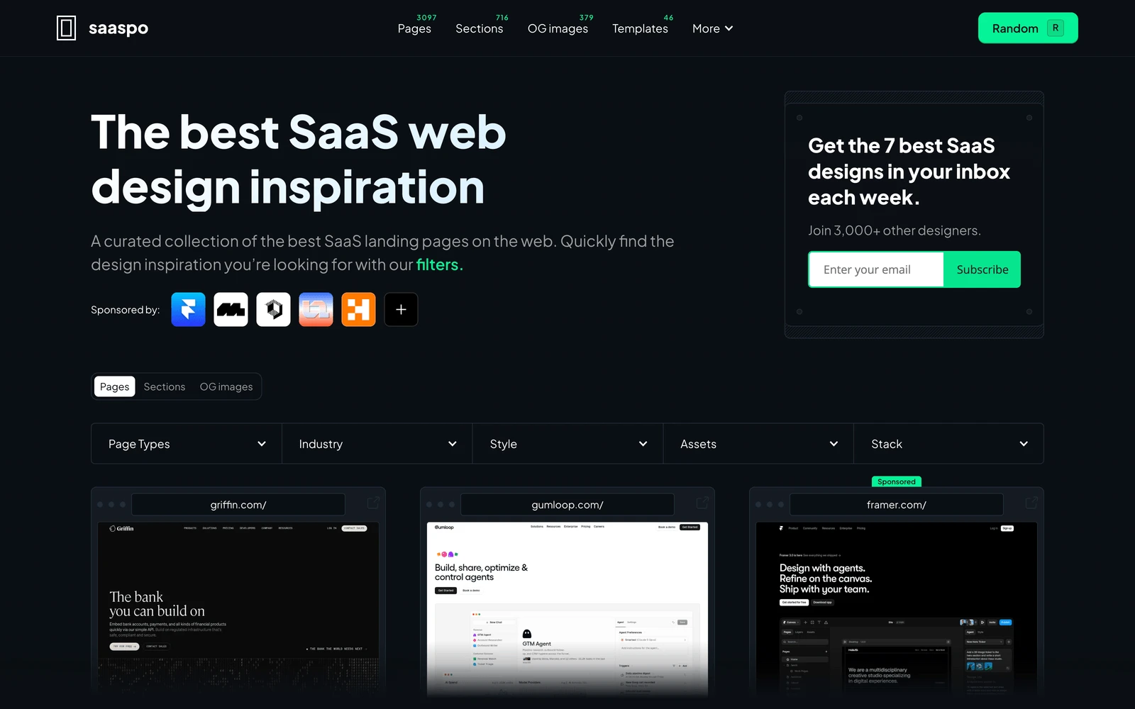 Top screenshot of Saaspo.com