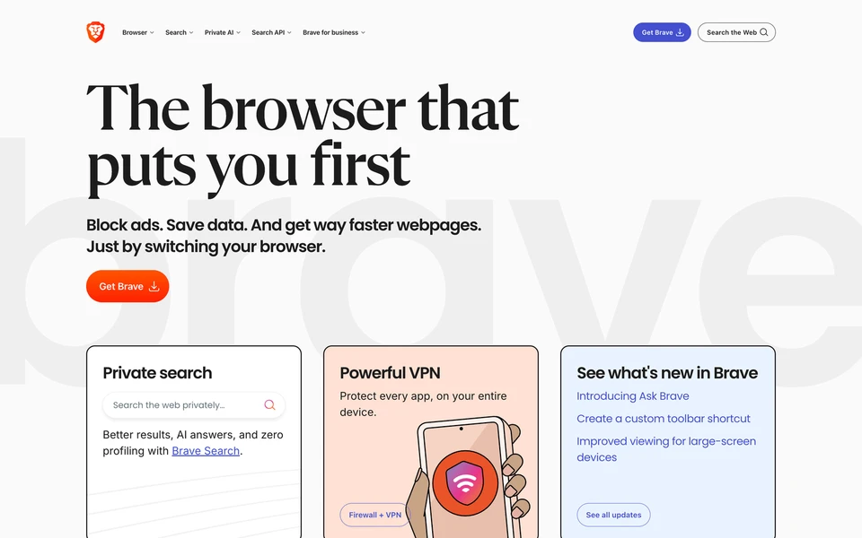 Screenshot of Brave.com