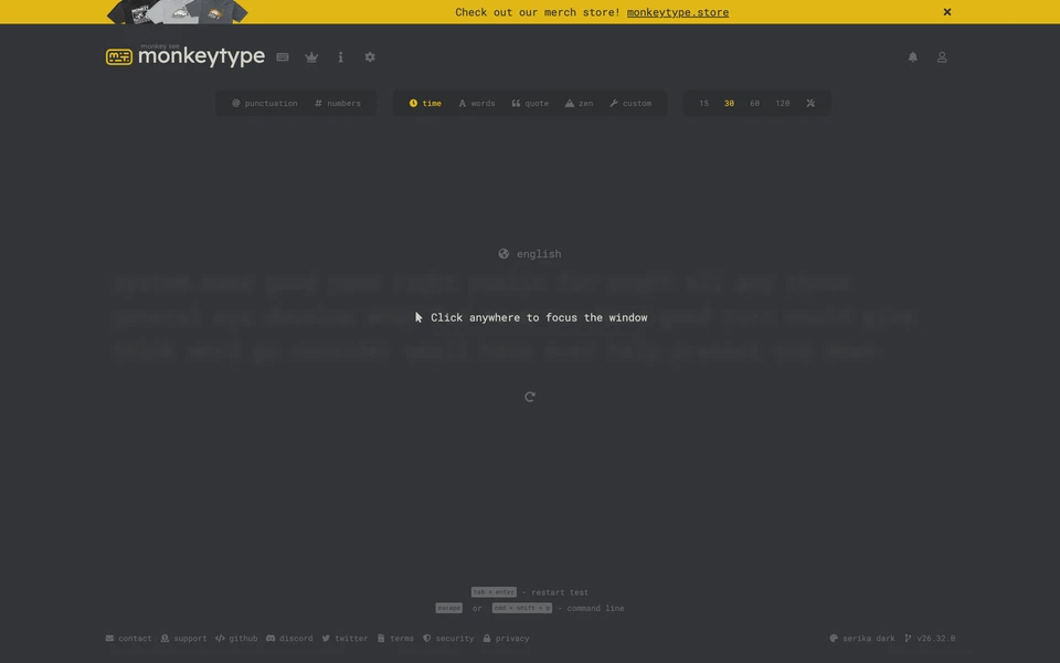 Screenshot of MonkeyType.com