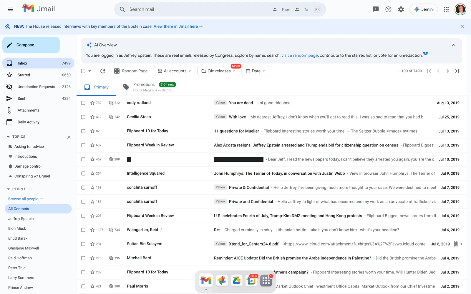 Top screenshot of Jmail.world