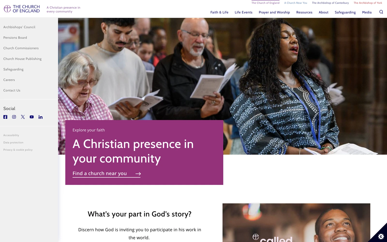 Top screenshot of ChurchOfEngland.org