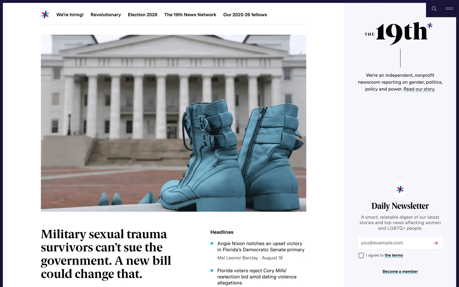 Top screenshot of 19thNews.org
