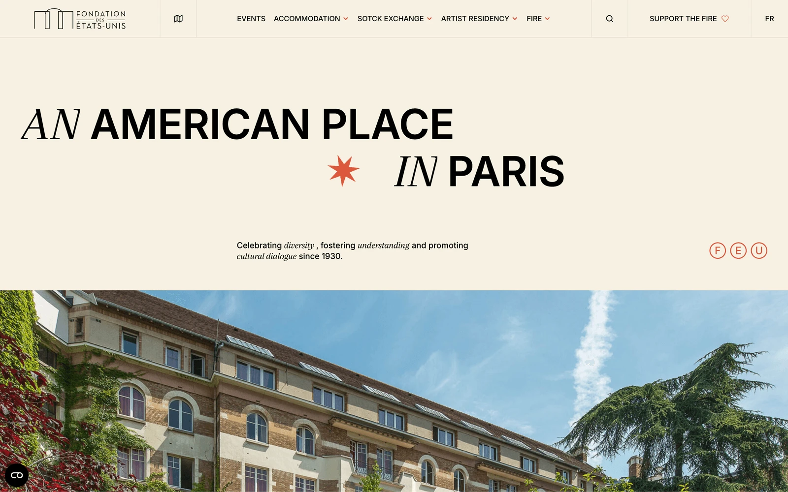 Top screenshot of FondationDesEtatsUnis.org