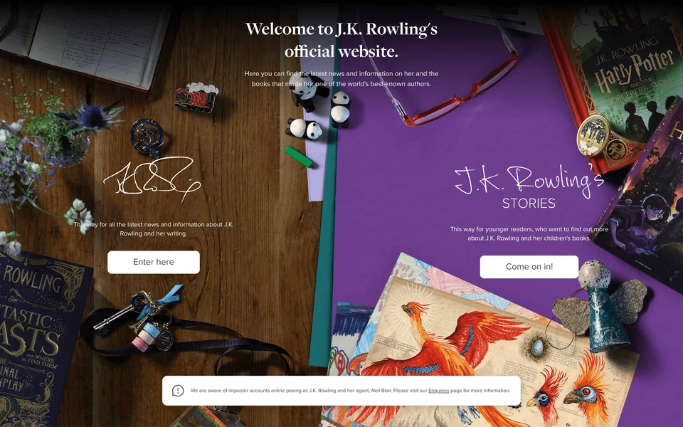 Screenshot of JKRowling.com