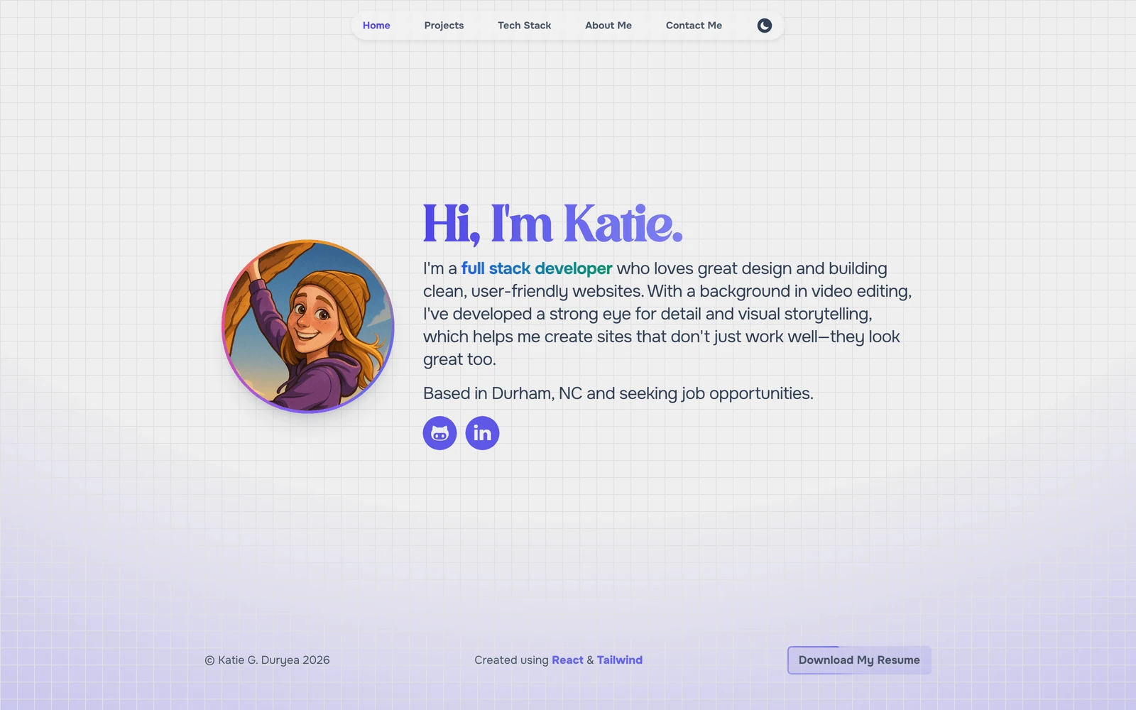 Top screenshot of KatieGD.github.io