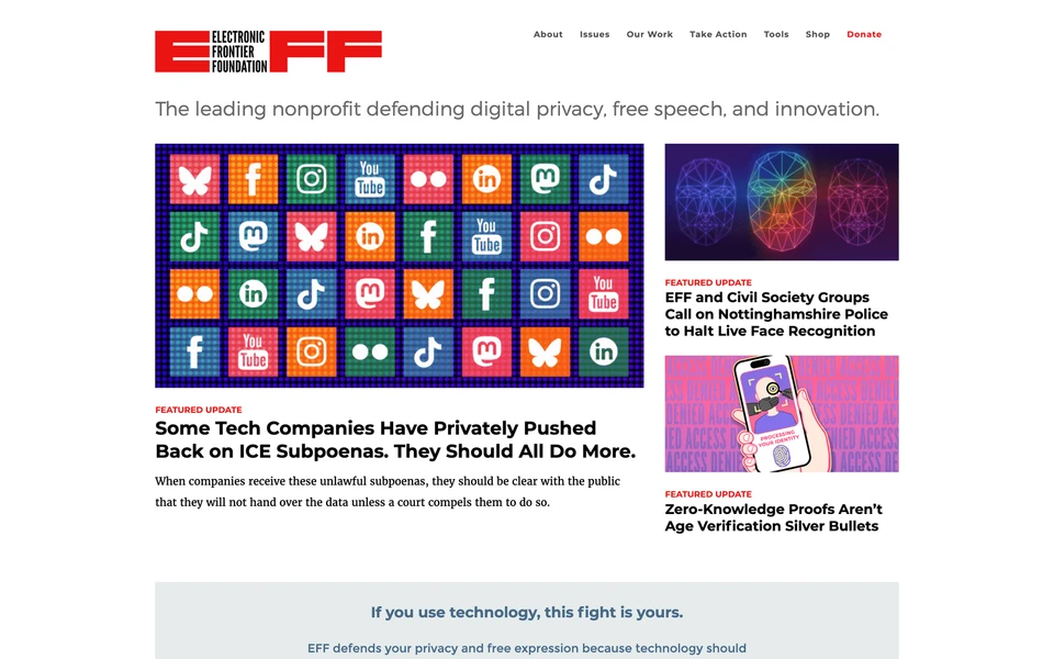 Screenshot of EFF.org