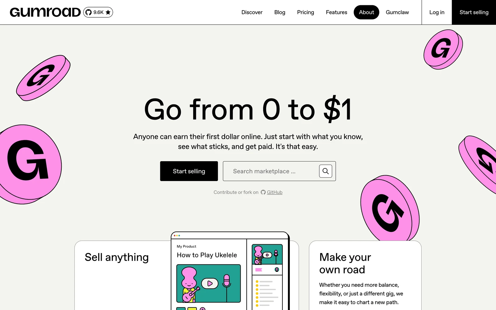 Top screenshot of Gumroad.com