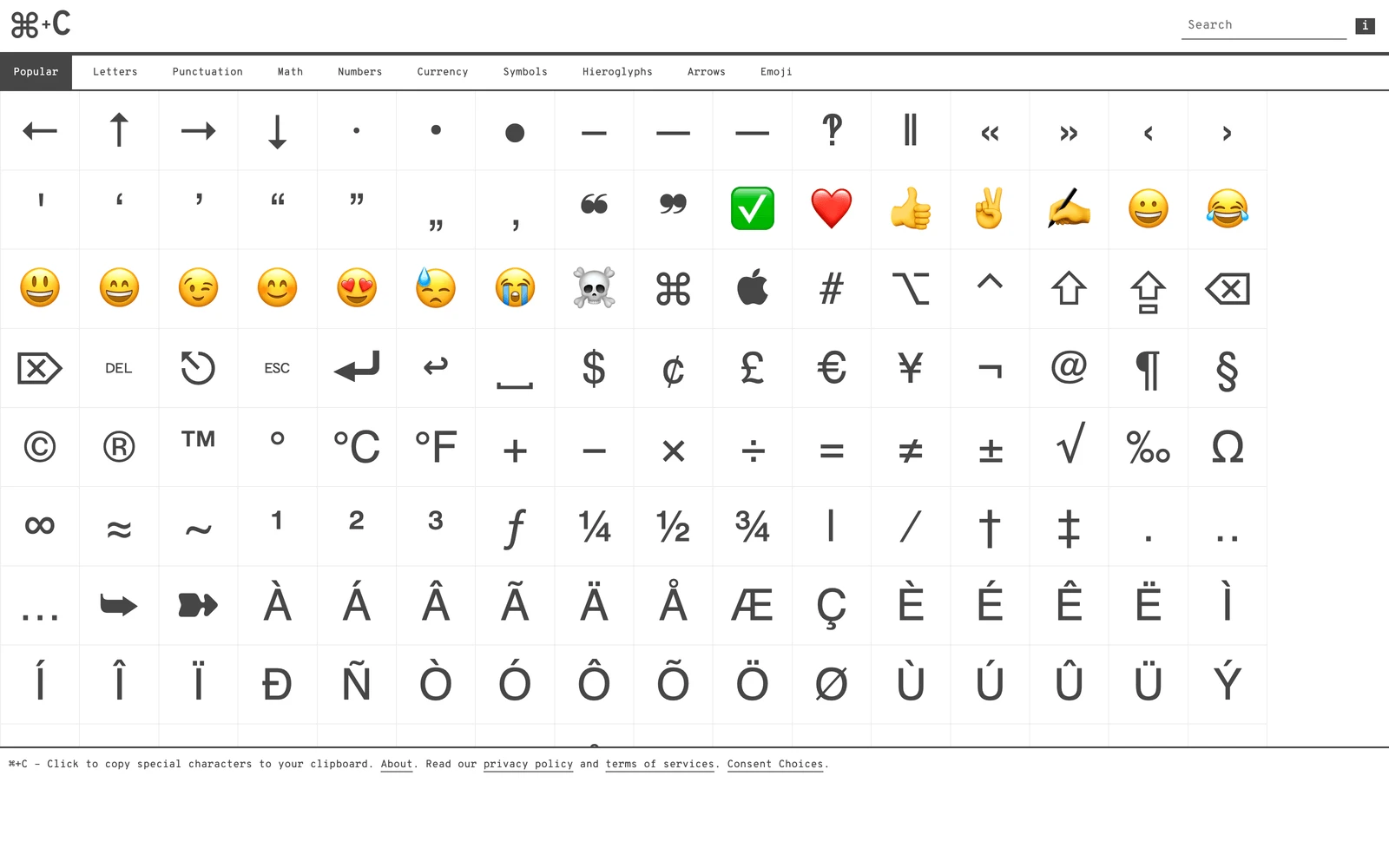 Top screenshot of CopyChar.cc