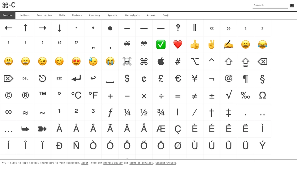 Screenshot of CopyChar.cc