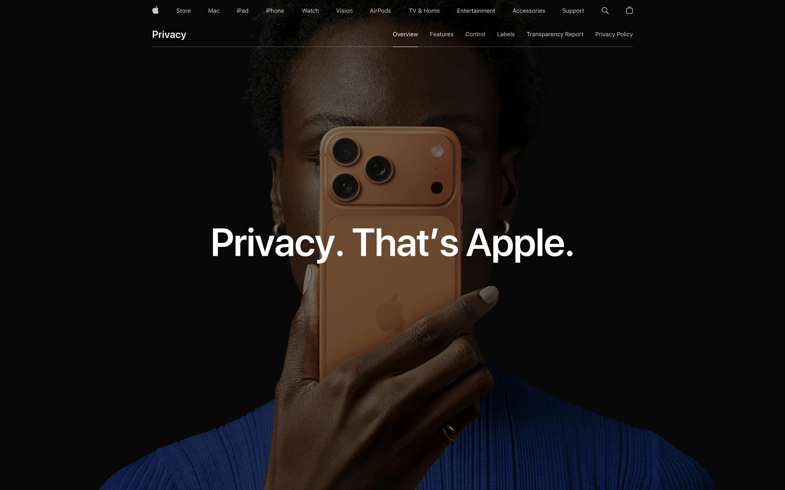 Top screenshot of Apple.com Privacy
