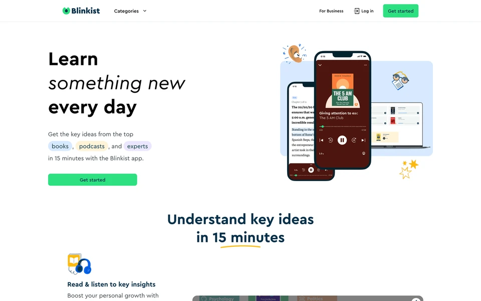 Screenshot of Blinkist.com